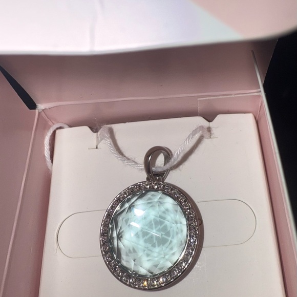 Petite Silver crystal twist and Aqua Prism Pendant - Picture 3 of 6